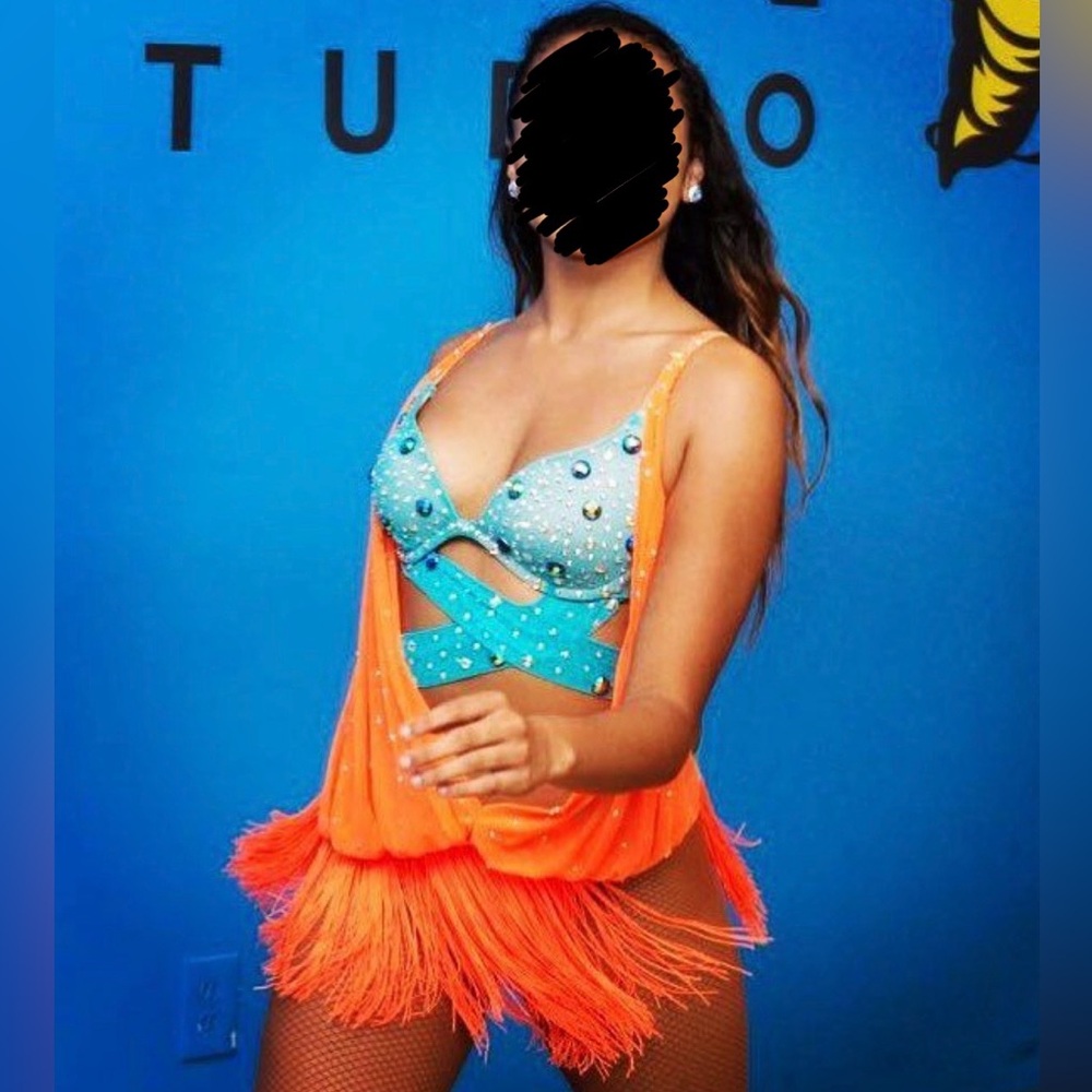 Blue/orange ballroom dress